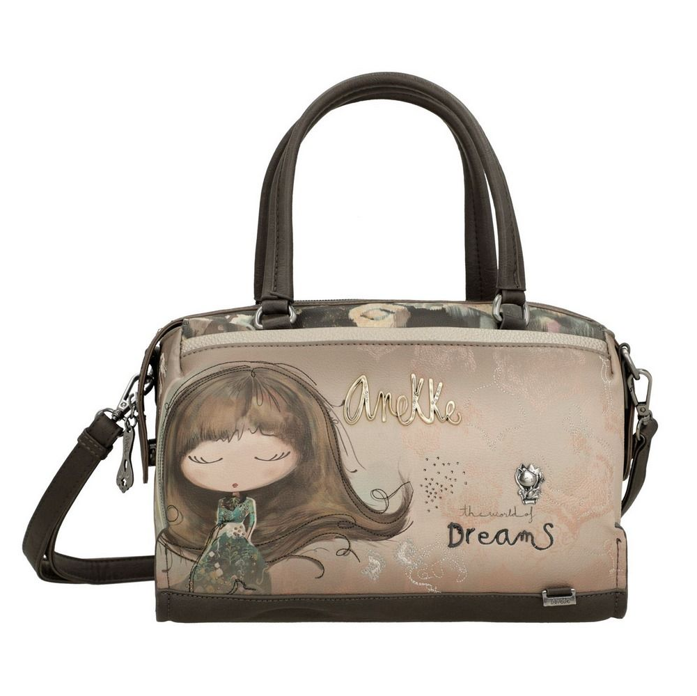 Borsa a mano donna ANEKKE 41701-390 beige con stampa, vista frontale