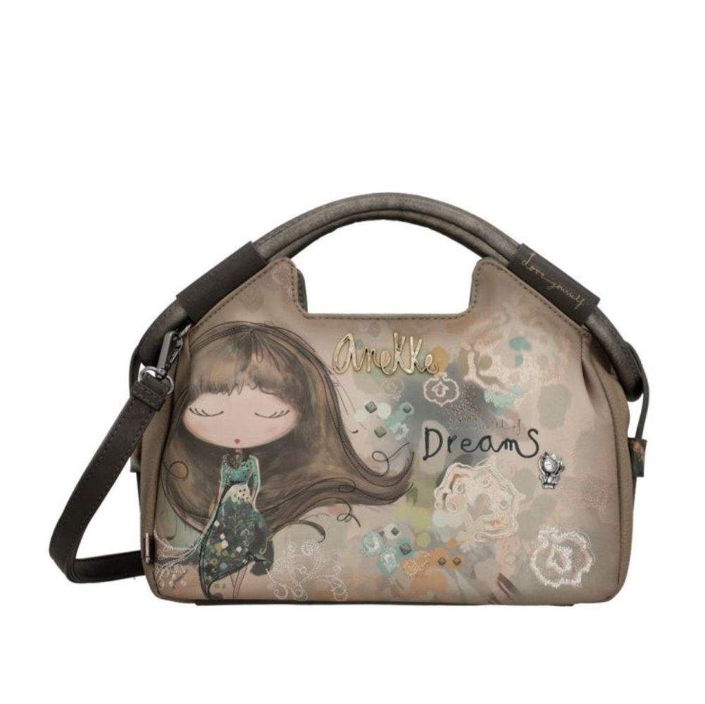 anekke anekke borsa donna 41701-402 - foto 1 Borsa donna ANEKKE con fantasia illustrata, beige/taupe, dettagli grafici, manici neri
