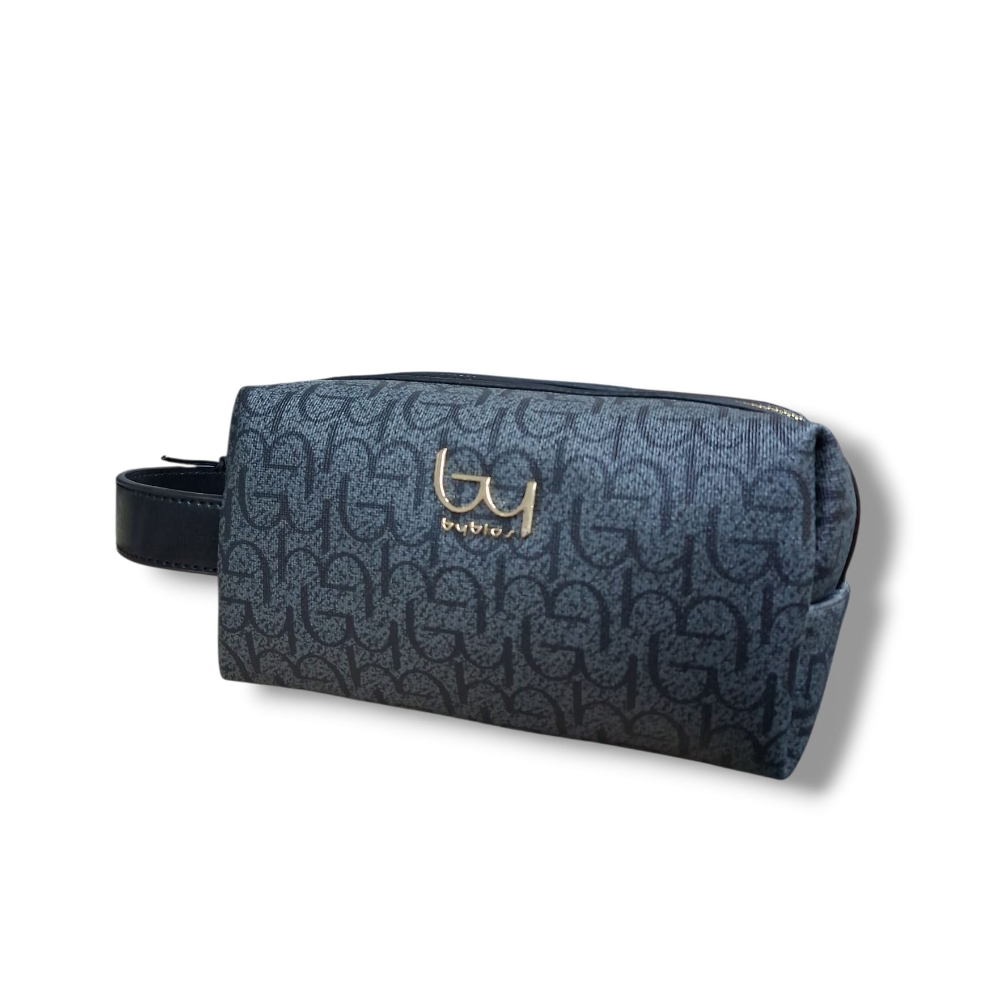 Pochette BYBLOS sintetico taupe con pattern NotreDame, tracolla nera