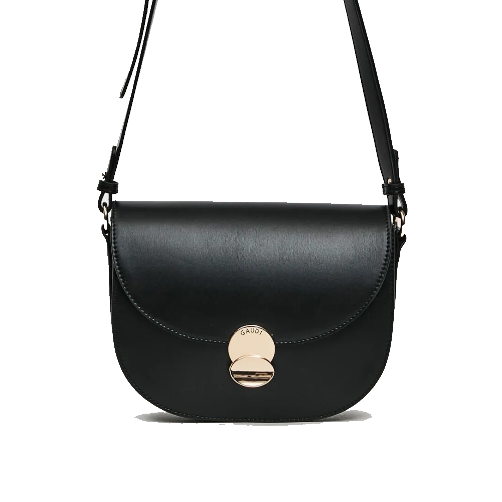 gaudi gaudi borsa donna evelyn v5ai-12460 military - foto 1 Borsa a tracolla donna nero con dettagli metallo dorato e cerniera frontale