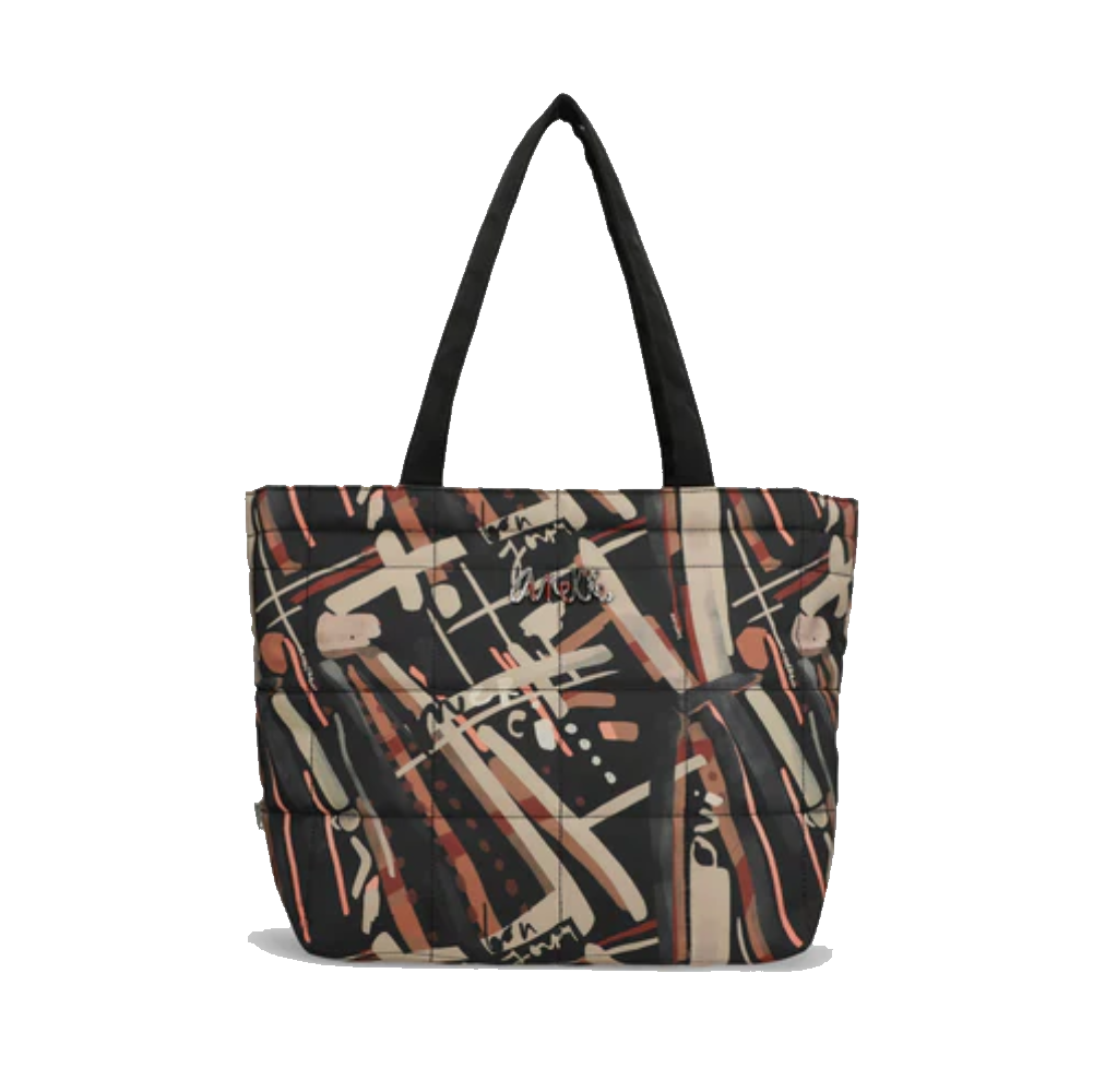 Borsa da viaggio ANEKKE donna stampa geometrica multicolore tracolla nera vista frontale