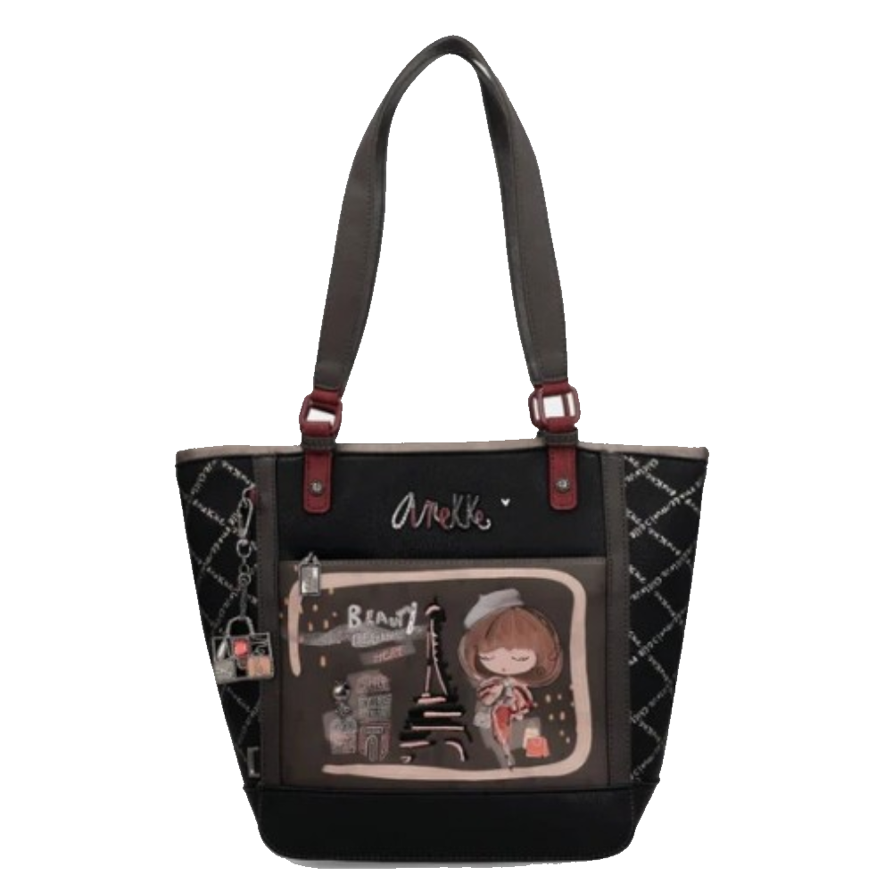 Borsa a spalla donna ANEKKE 41802-134 nera con tasche trasparenti
