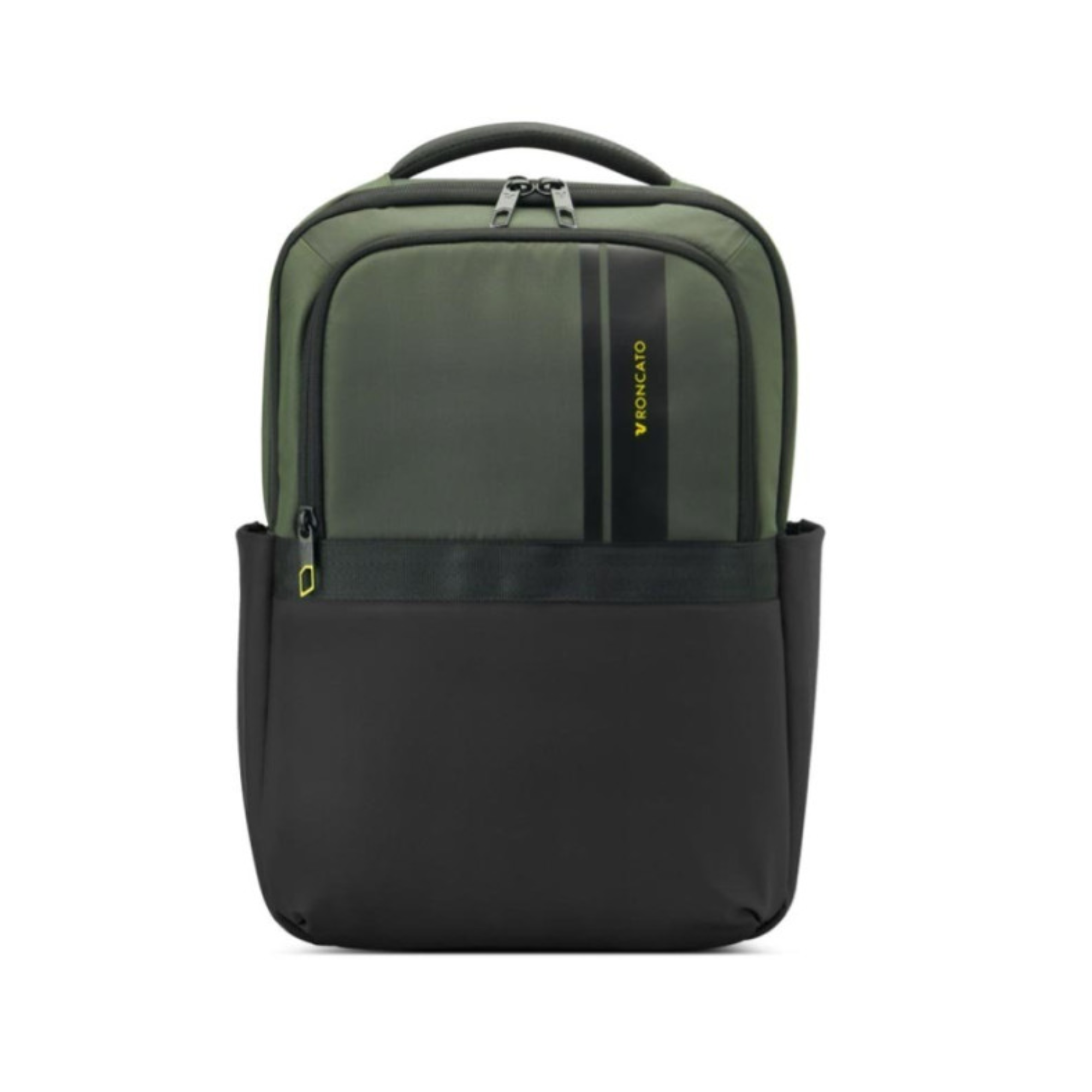 Zaino Roncato Business 2 Comp. Metropolitan verde e nero, vista frontale, 2 scomparti