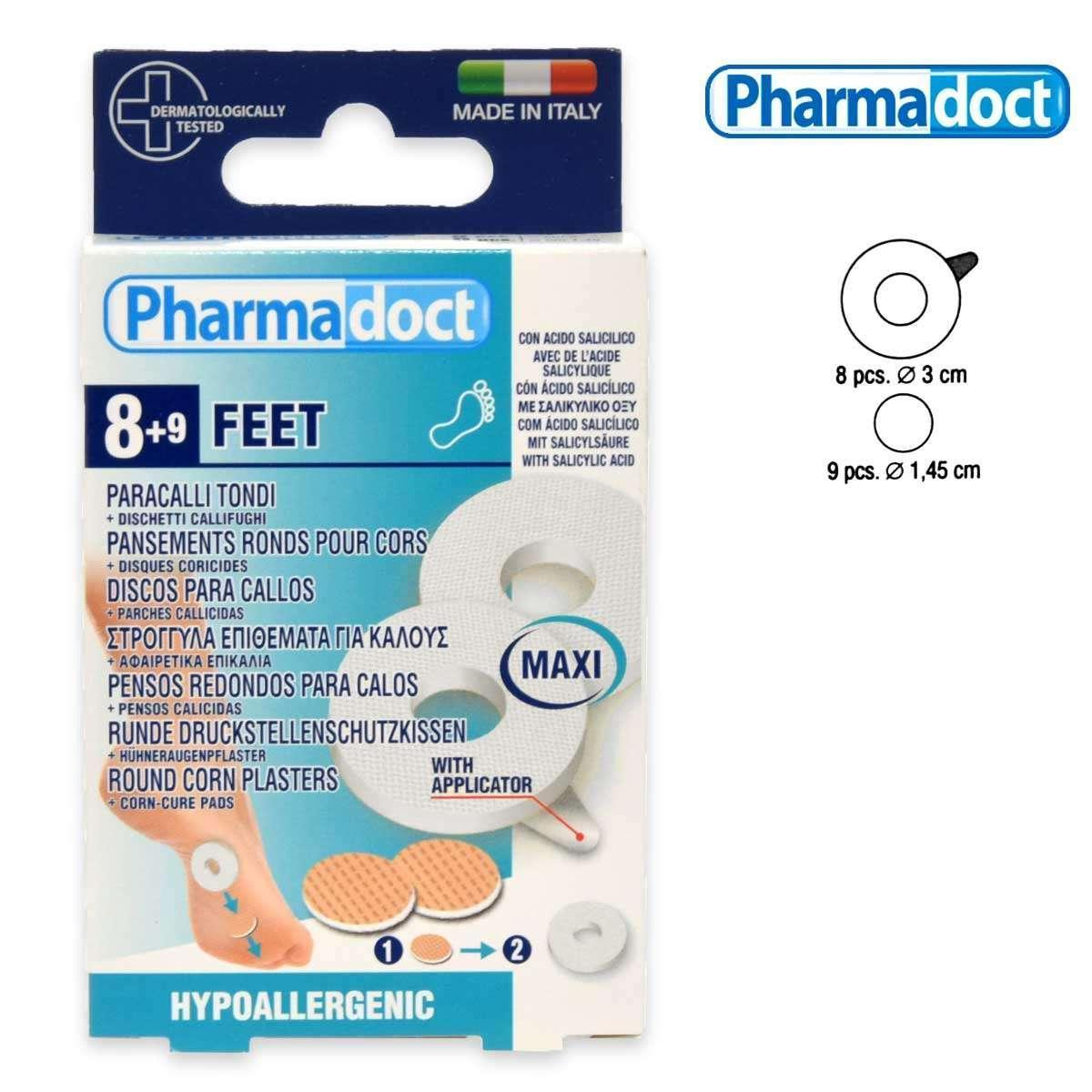 pharmadoc pharmadoct piedi paracalli grandi rotondi in lattice 8pz.+ 9 dischetti 78198 - foto 1 Paracalli grandi rotondi in lattice PHARMADOC con dischetti protettivi
