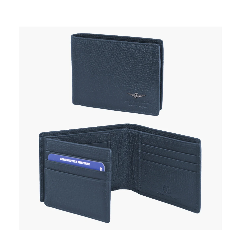 Portafogli uomo in pelle blu Aeronautica Militare AM182-BL, vista frontale