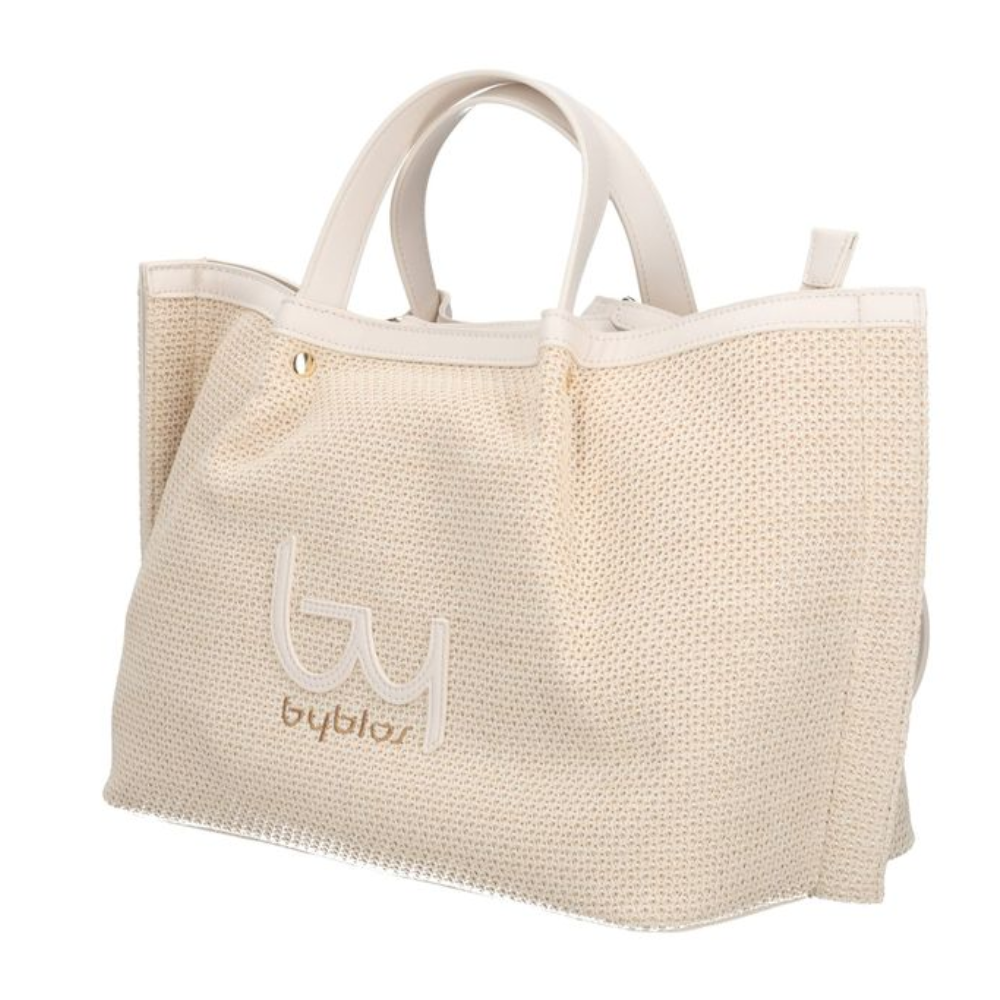 byblos-borsa-donna-seek-bybs88b01-naturale/avorio Borsa tote donna Byblos Seek tessuto traforato manici corda naturale/avorio
